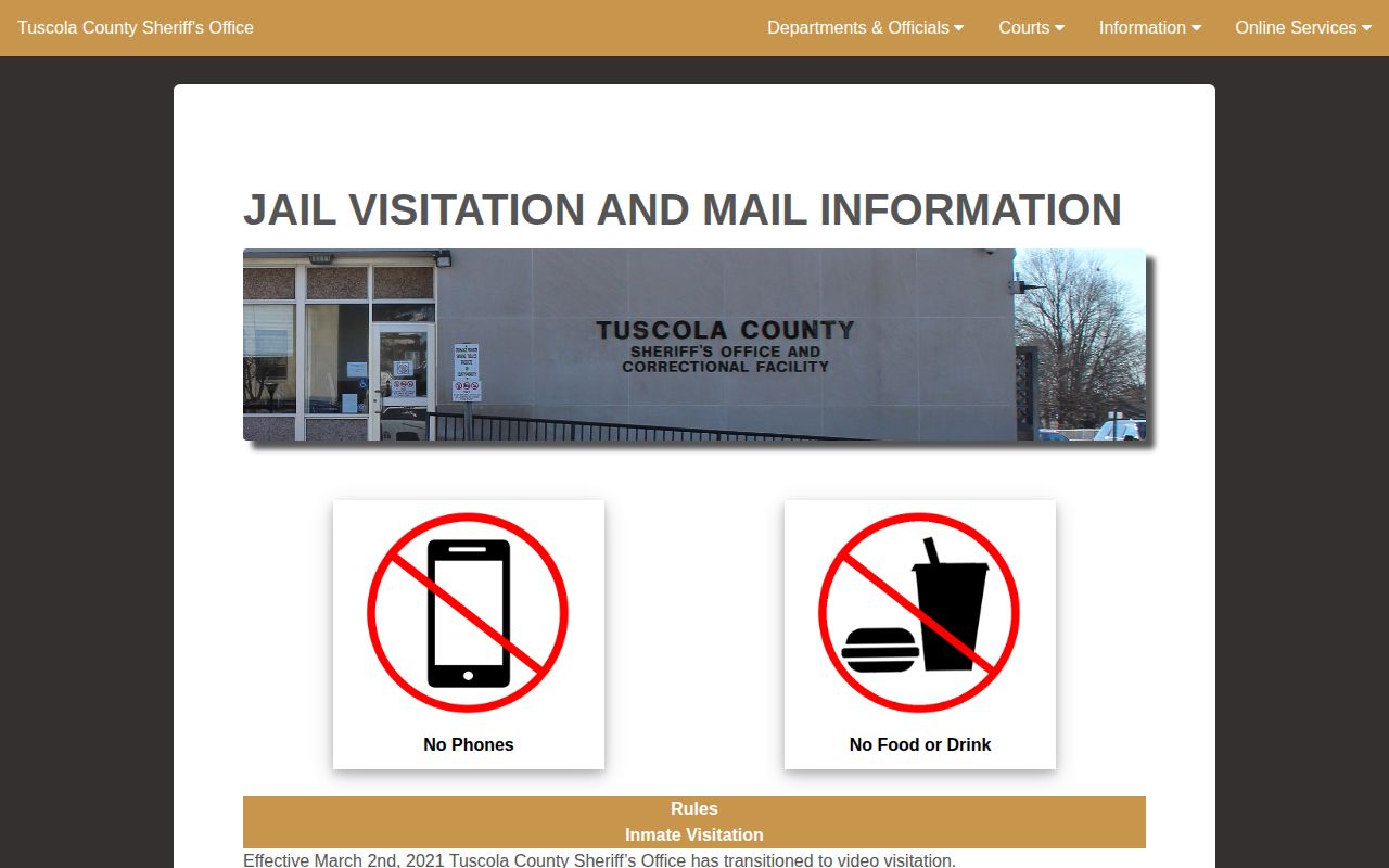 Tuscola County Jail official page for release record checks